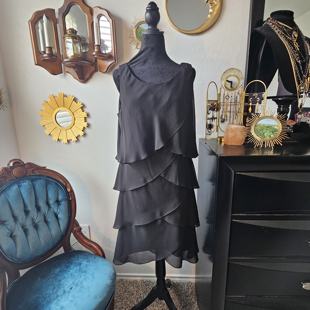 Elegant Black Tiered Mini Dress